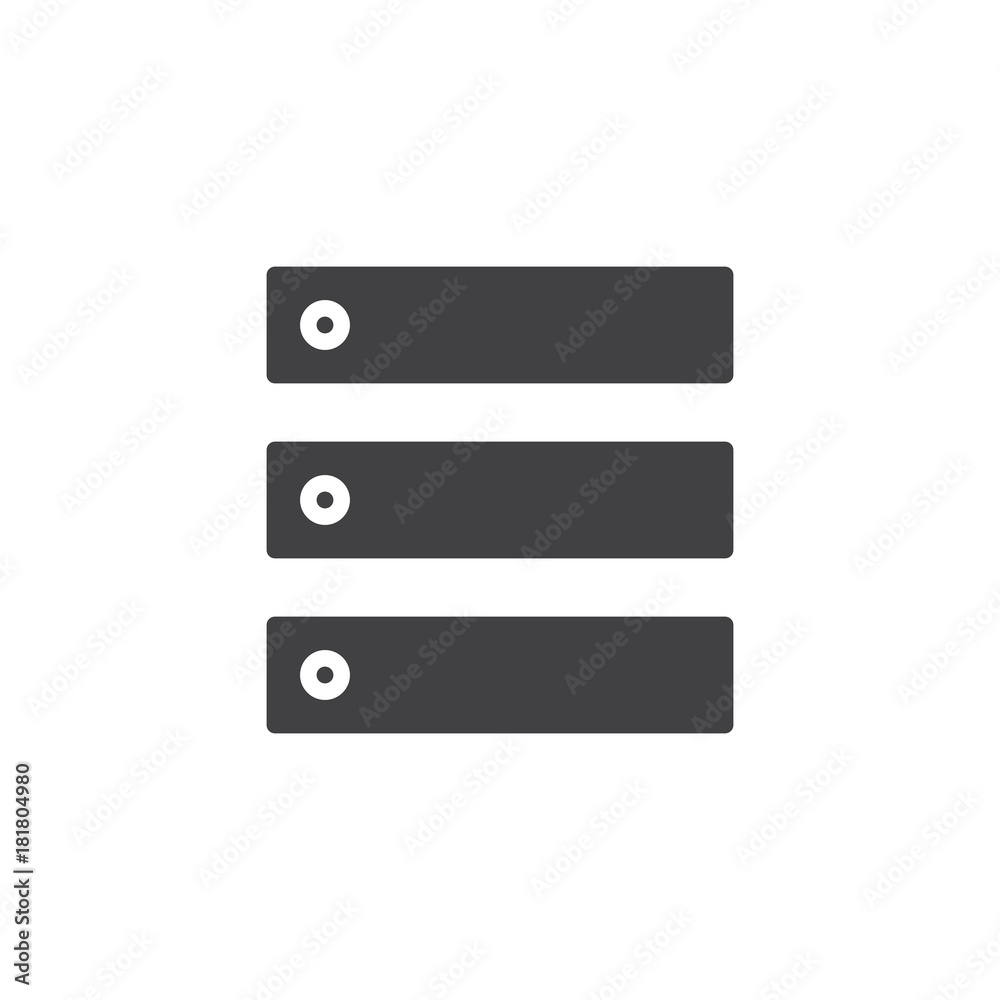 Data center, server icon vector, filled flat sign, solid pictogram isolated on white. Database symbol, logo illustration. Data center, server icon vector, filled flat sign, solid pictogram isolated on white. Database symbol, logo illustration.