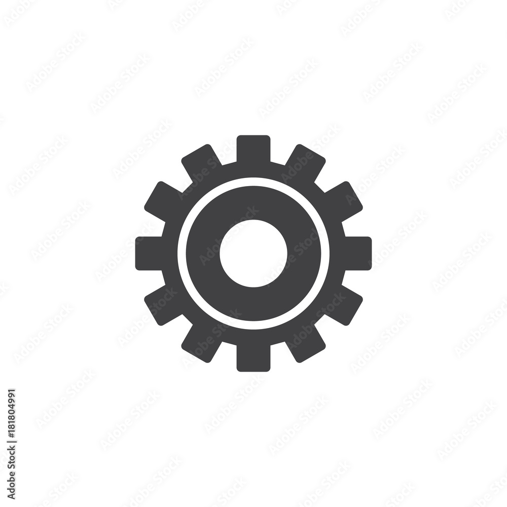 Setting gear icon vector, filled flat sign, solid pictogram isolated on white. Cogwheel symbol, logo illustration.