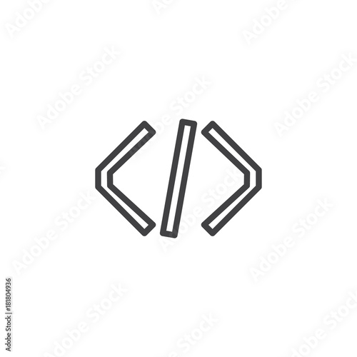 Programming code line icon  outline vector sign  linear style pictogram isolated on white. Symbol  logo illustration. Editable stroke