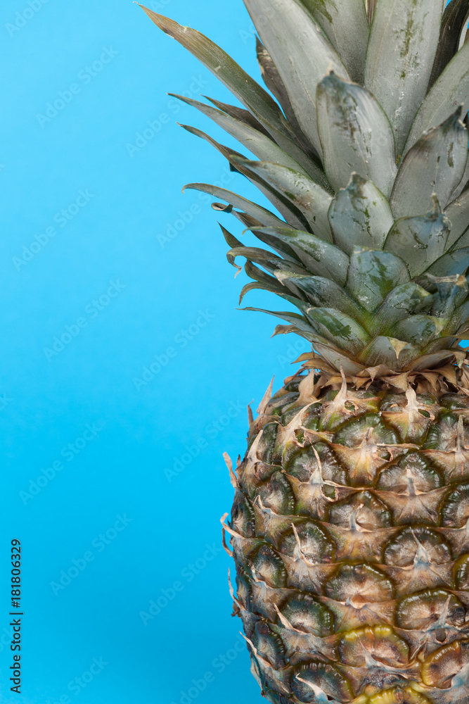 Fototapeta Fresh pineapple fruit on blue background