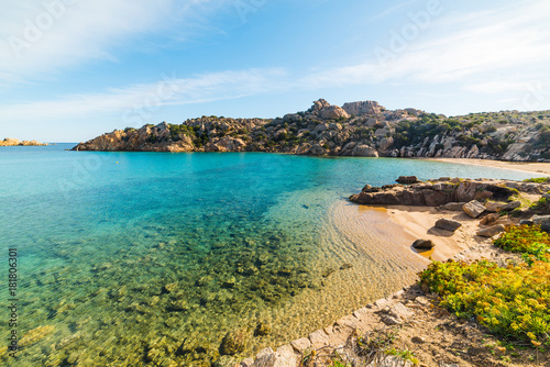 Turquoise water in Spalmatore beach in La Maddalena