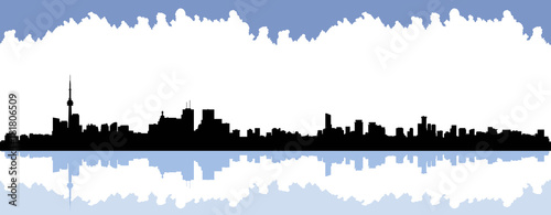 Skyline silhouette of the city of Toronto, Ontario, Canada.