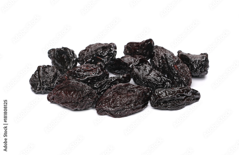 Dry prunes pile isolated on white background Dry prunes pile isolated on white background