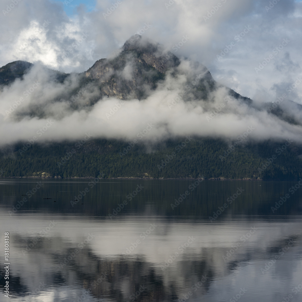 Reflection of mountain in water, Furry Creek, British Columbia, Canada