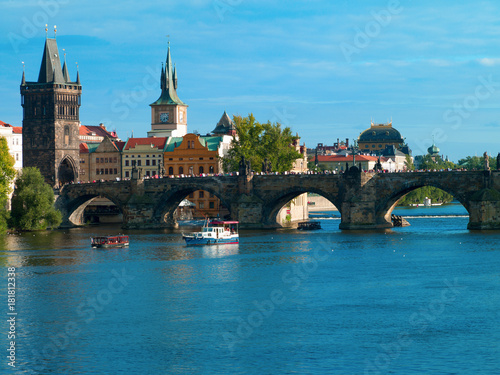 View of the Charles Bridge in Prague..