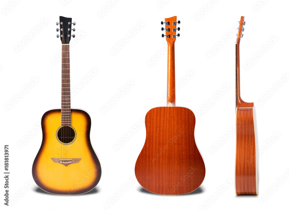 Fotografie Chitarra vista fronte, retro e laterale