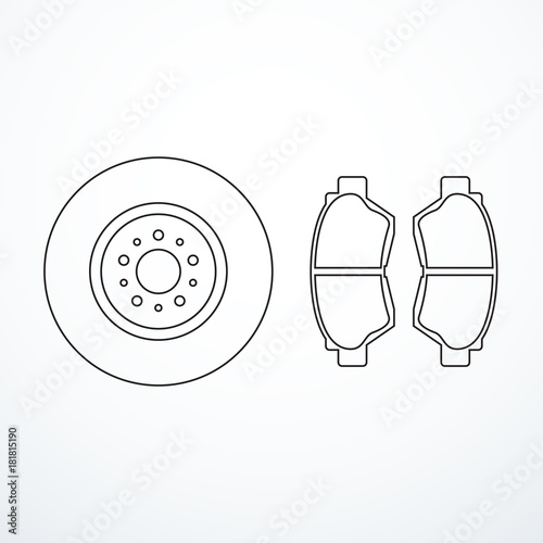 Brake disk and brake pads. Brake parts.