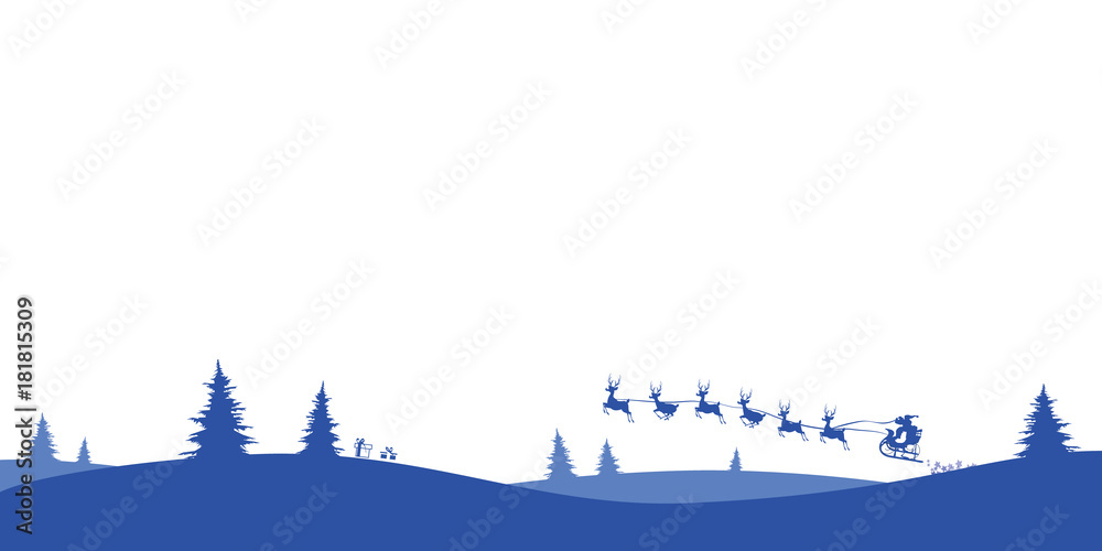 Obraz premium Merry Christmas - vector horizontal banner background with Santa Claus ( holiday , xmas )
