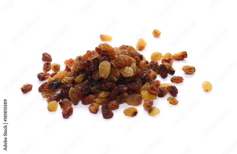 Pile of raisins isolated on white background Pile of raisins isolated on white background