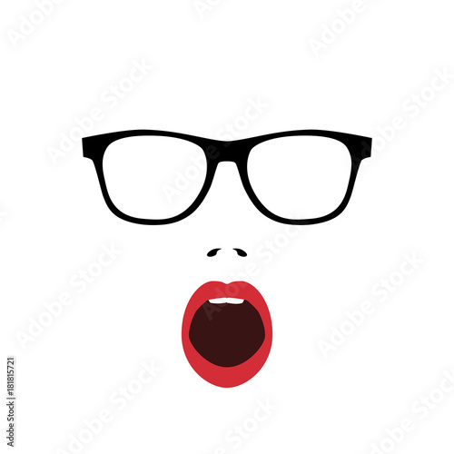 Abstract surprised woman face