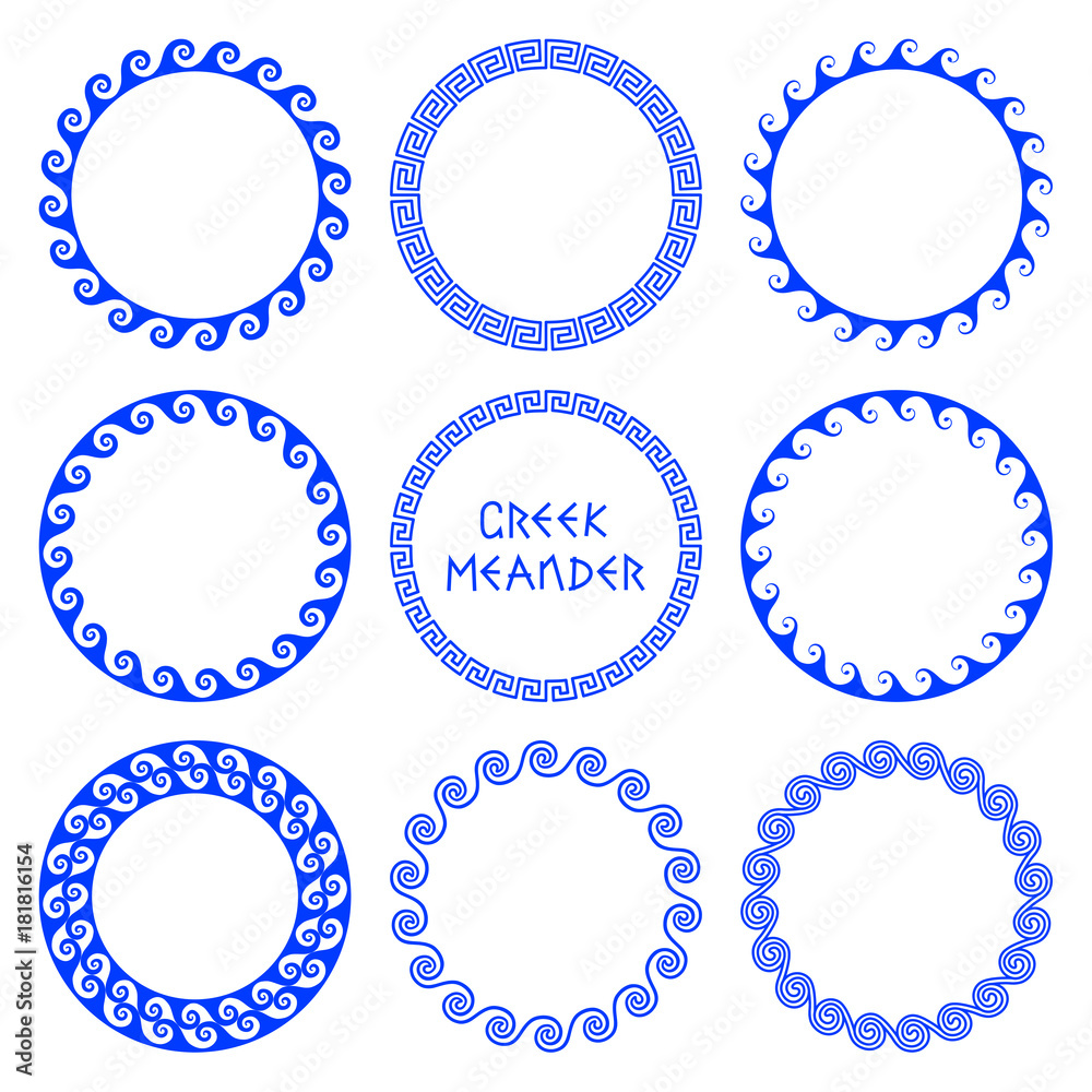 Vector set of round greek frames 3 Stock Vector | Adobe Stock