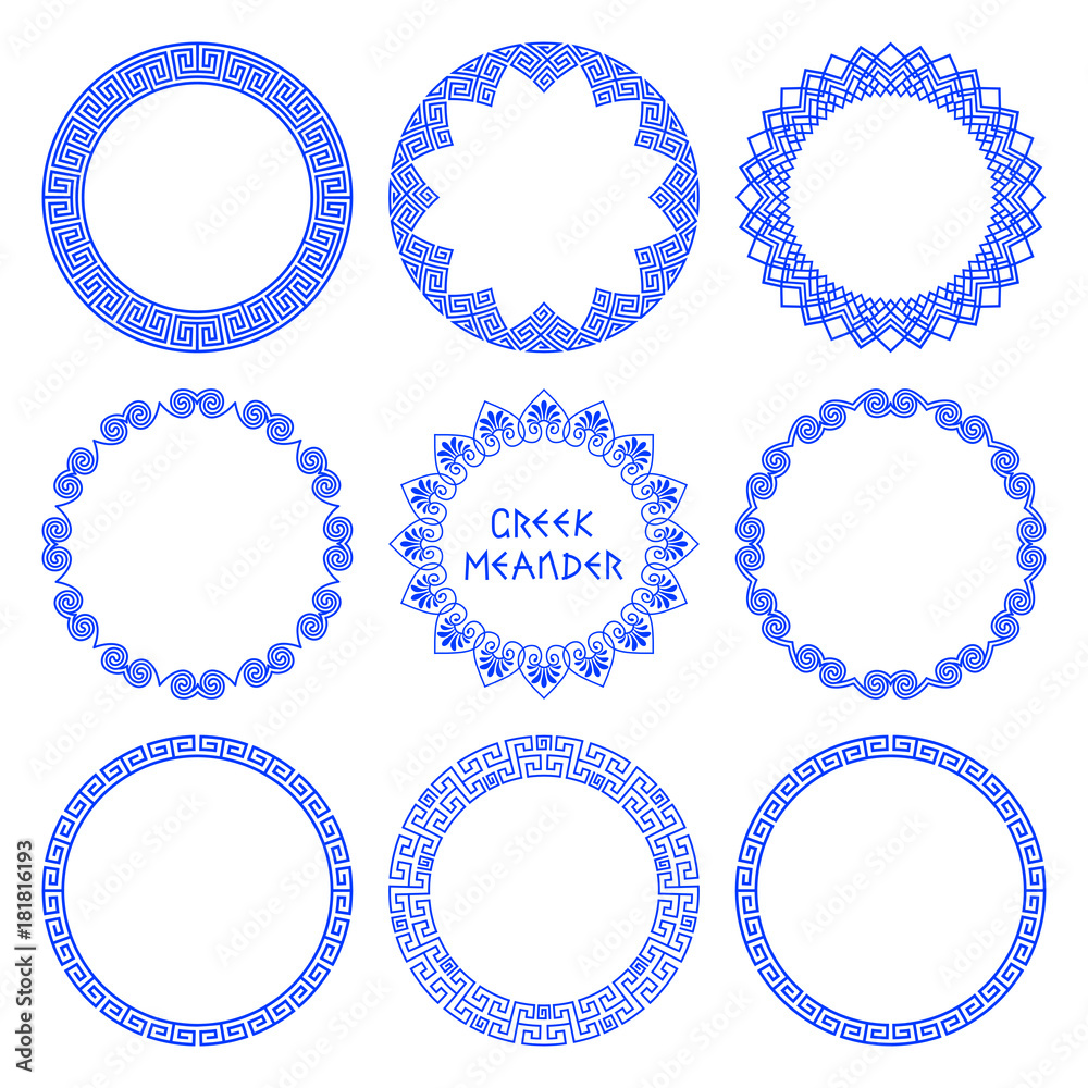 Vector set of round greek frames 4 Vector set of round greek frames 4