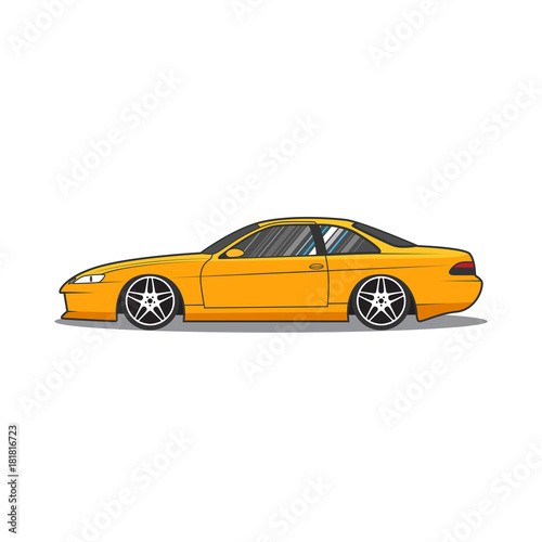 Japan sport car. Car sketch. Side view. © monkylabz