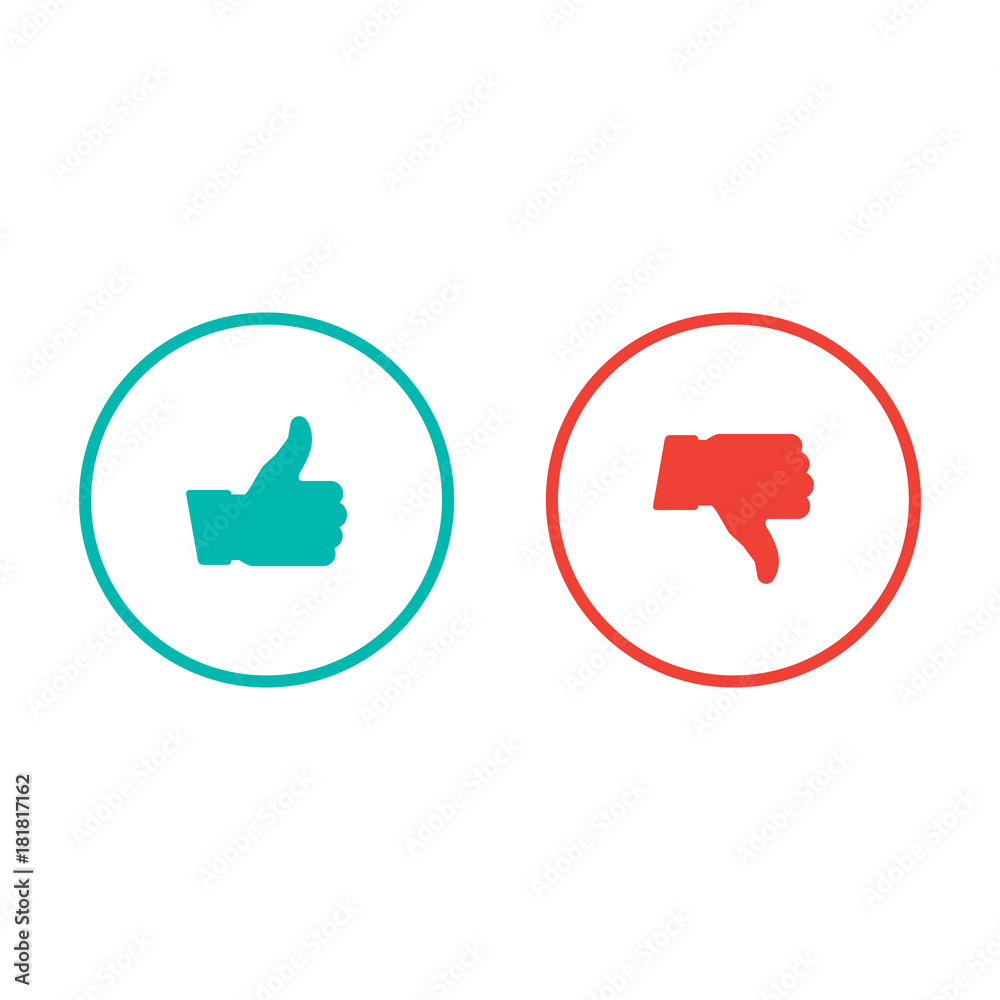 Fotografie Vector like and dislike icons. Thumbs up and down.