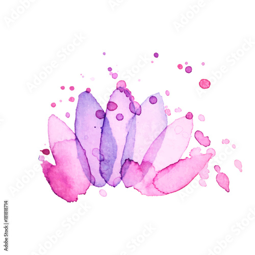 Fototapeta Naklejka Na Ścianę i Meble -  Vector watercolor logo. Lotos flower. Yoga symbol