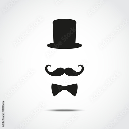 Stylized silhouette of gentleman isolated on white background. Vector illustration.