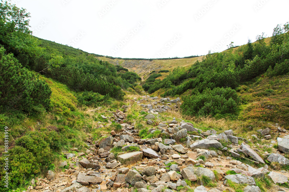Bialy Jar ravine and rocks in Karkonosze Mountains in Poland Bialy Jar ravine and rocks in Karkonosze Mountains in Poland