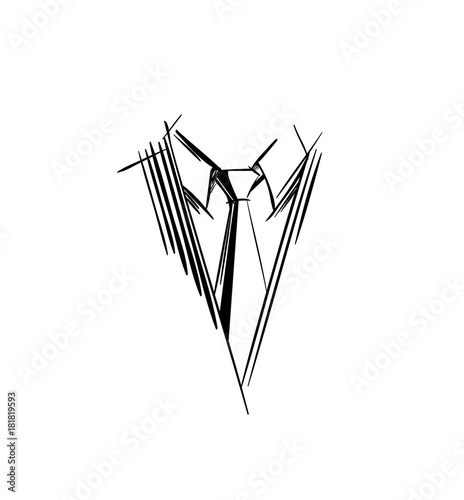 Tie Logo. Strokes and lines Necktie Icon, Part of men's clothing in business style. Sketch symbol  in a simple doodle style for illustrations, web, business cards, invitations, app. Isolated Vector