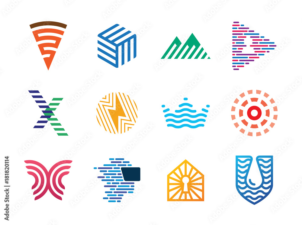 Vector Striped Logo Template Set Vector Striped Logo Template Set