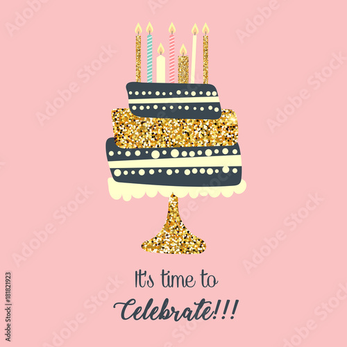 Birthday invitation with cake