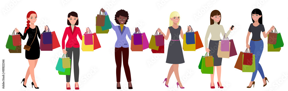 Shopping women set. Shopping women set.