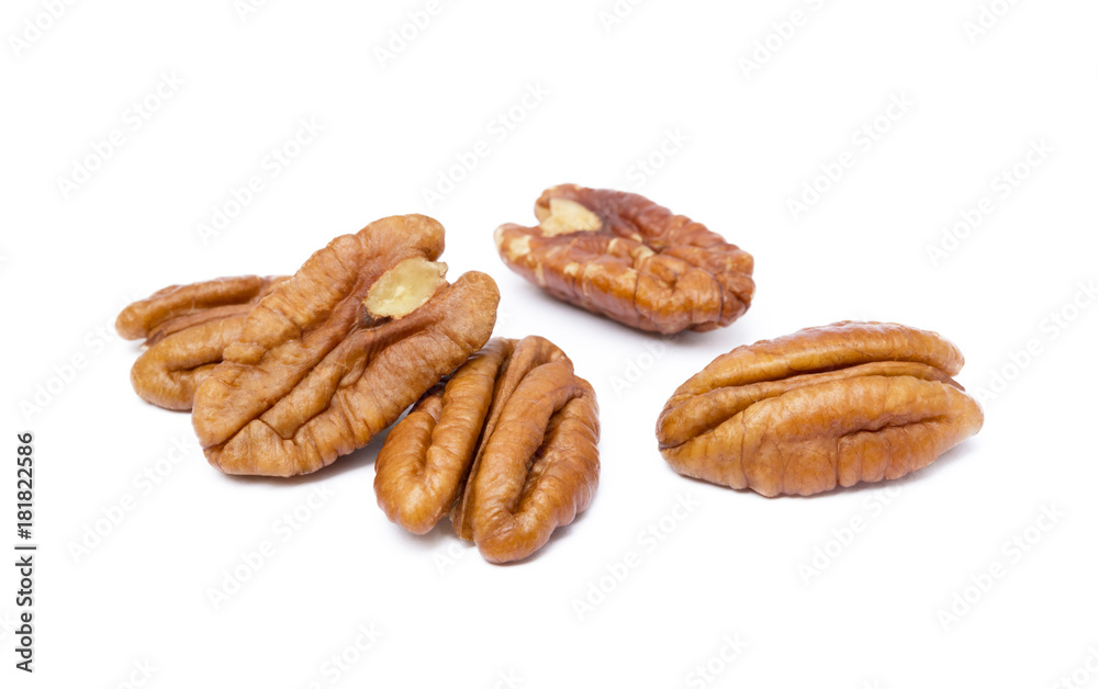 Fresh pecan nuts isolated on a white background Fresh pecan nuts isolated on a white background