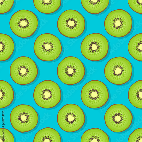 kiwi seamless pattern on blue background
