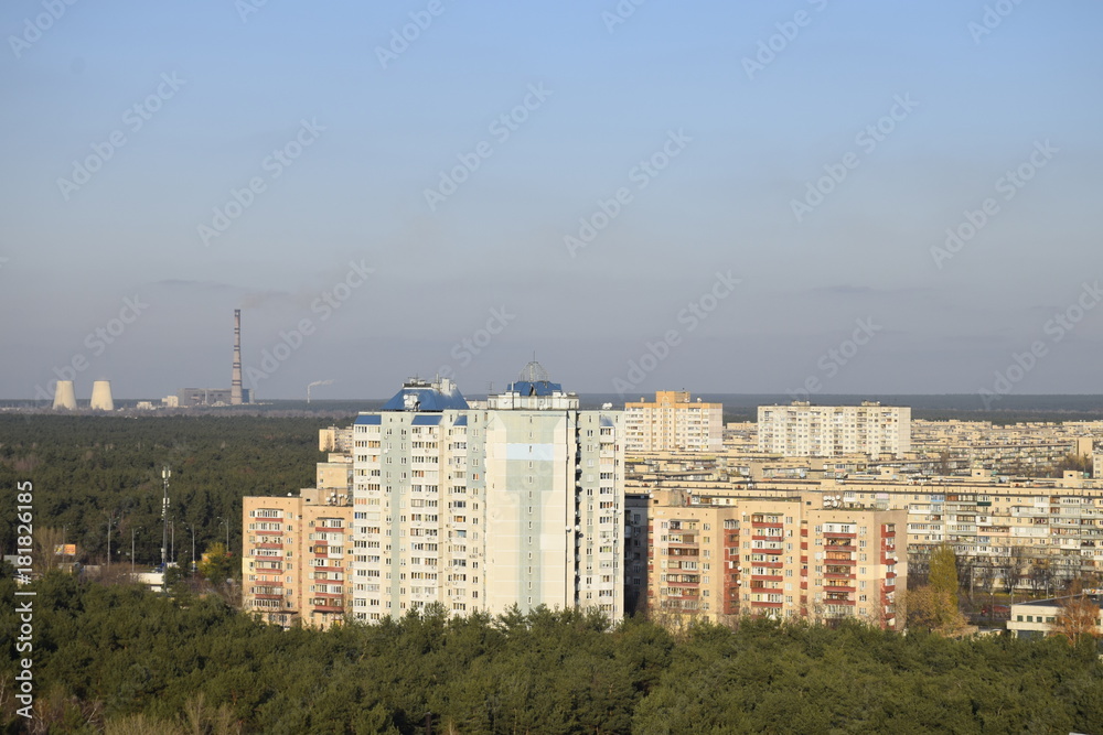 вид на спальный район Киева с высоты