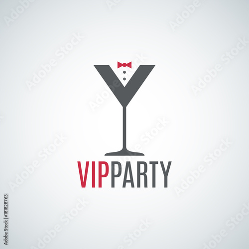 cocktail party glass logo. Vip party design background