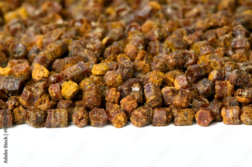 Obraz premium Propolis granules, bee product, frame composition