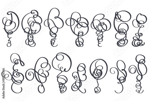Decorative Element. Harmonious curls. Vignettes, Forging, Grating, Brand. Vector illustration