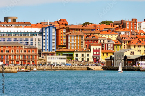 Colorful coastal city of Gijon, Spain, on the Cantabric sea