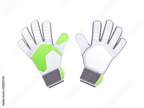 Goalkeeper protection gloves. Vector illustration. Soccer goalkeepers gloves isolated on white background