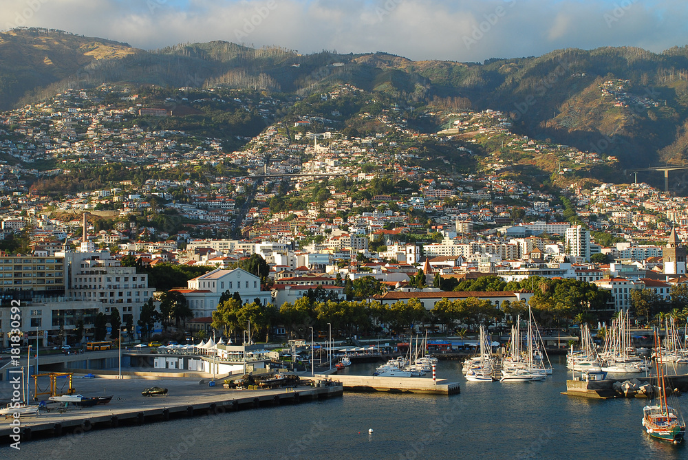 Panoramic view of Funchal on Madeira Island. Portugal