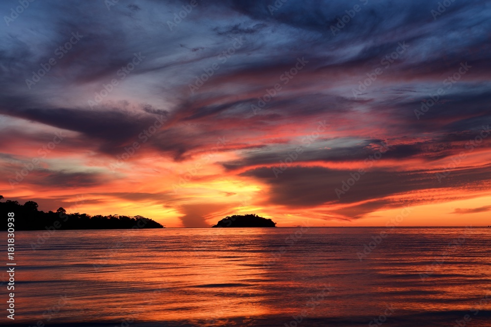 Scenic view of island during sunset at Chang island Thailand