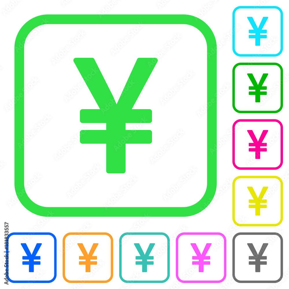 Obraz premium Japanese Yen sign vivid colored flat icons icons