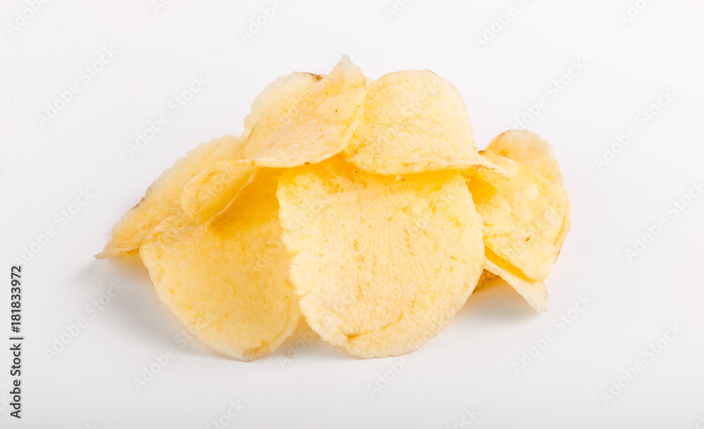 Potato chips isolated on white background (potato crisps) Potato chips isolated on white background (potato crisps)