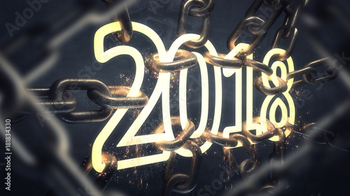 Abstract background. Concept two thousand eighteenth year 2018 on chain. 3d Illustration