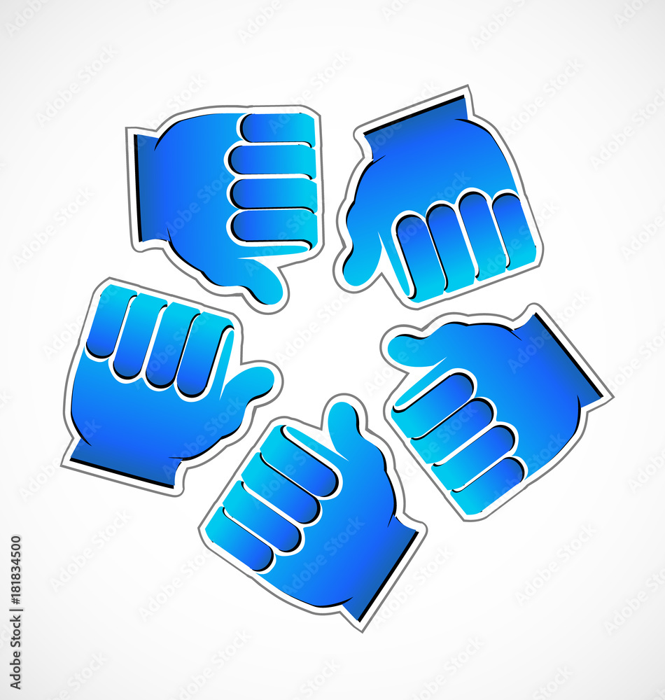 Thumbs Up Like, Circle grouped team Thumbs Up Like, Circle grouped team