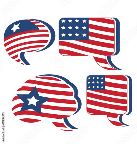 USA flag speech bubble set