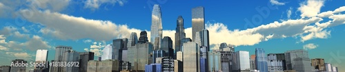 panorama of the modern city, skyscrapers under the clouds