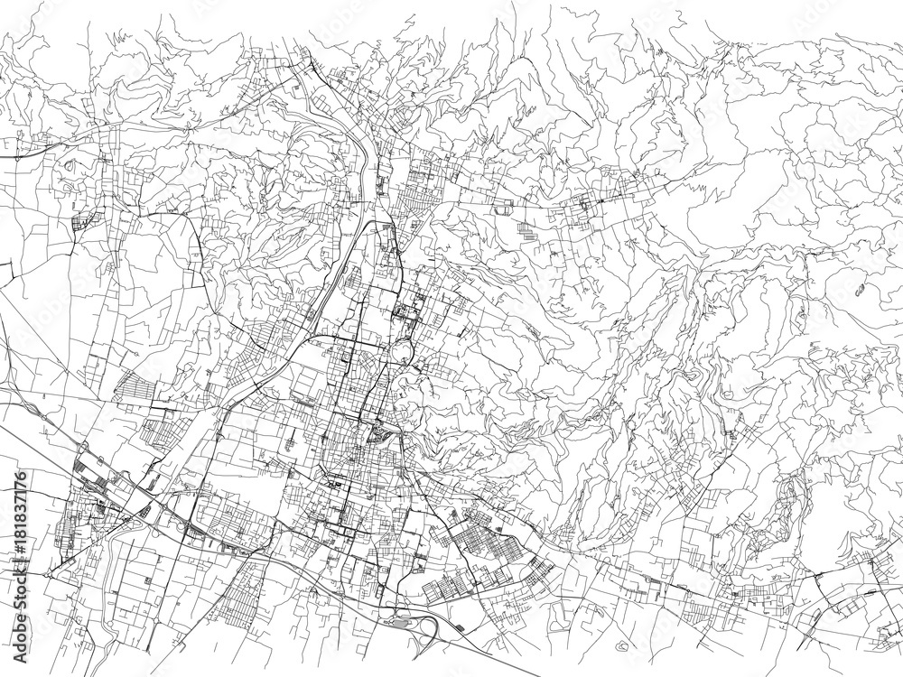 Strade di Brescia, cartina della città, Lombardia, Italia. Stradario