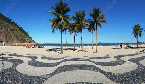 Copacabana beach in Rio de Janeiro and its famous geometric boardwalk