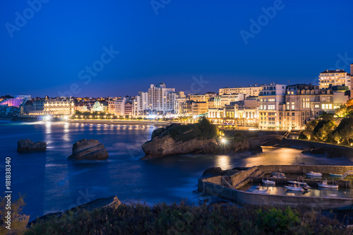 Biarritz city by night, Basque country of France
