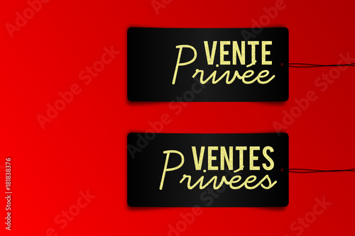 étiquette ventes privées - vente privée avec paillettes dorées
