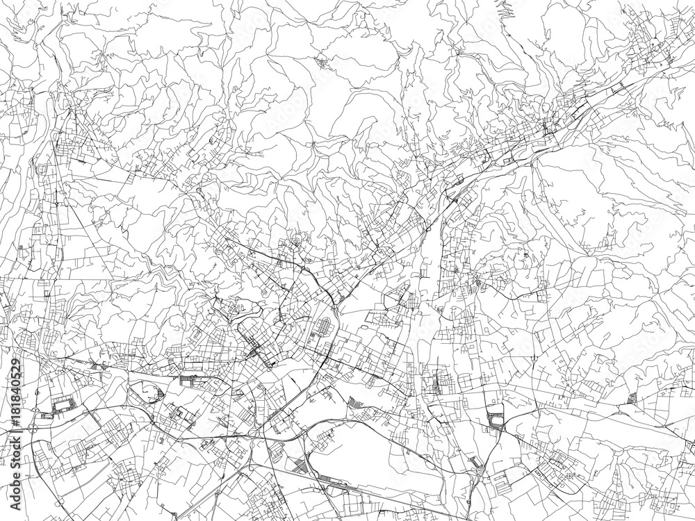 Strade di Bergamo, cartina della città, Lombardia, Italia. Stradario