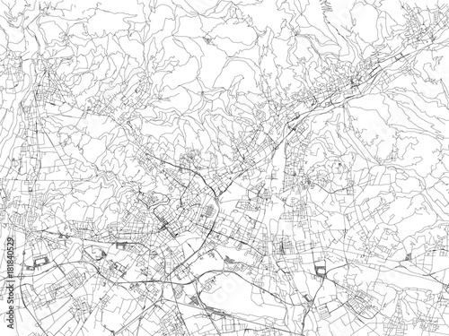 Strade di Bergamo, cartina della città, Lombardia, Italia. Stradario
