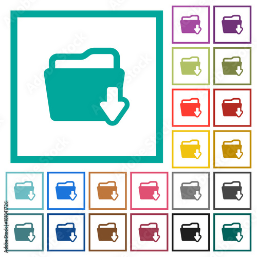 Download folder flat color icons with quadrant frames