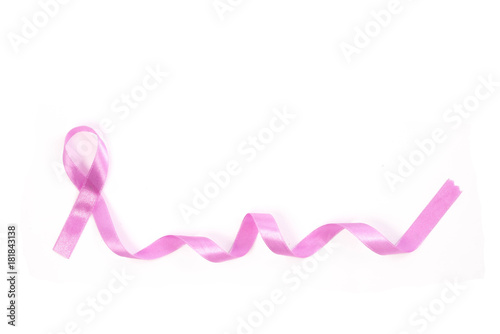pink ribbon breast cancer on white background.