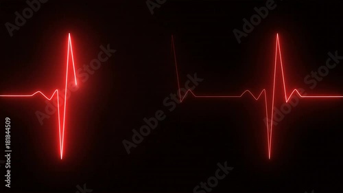 Cardiogram cardiograph oscilloscope screen red
